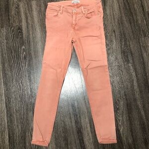 Zara Woman Premium Denim Coral Pink/Orange Skinny Jeans - US Size 4